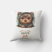 ハッピー秋オールヨークシャーテリアオータムフード付きスウェットシャツ クッション (裏面)