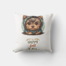 ハッピー秋オールヨークシャーテリアオータムフード付きスウェットシャツ クッション