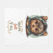 ハッピー秋オールヨークシャーテリアオータムフード付きスウェットシャツ フリースブランケット (正面(横))