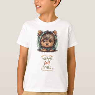 ハッピー秋オールヨークシャーテリアオータムフード付きスウェットシャツ Tシャツ