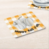 ハッピー秋オール紙プレート スクエアペーパーコースター (アングル)