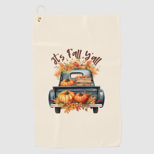 ハッピー秋オール素朴 – カボチャ付きトラック ゴルフタオル (正面)