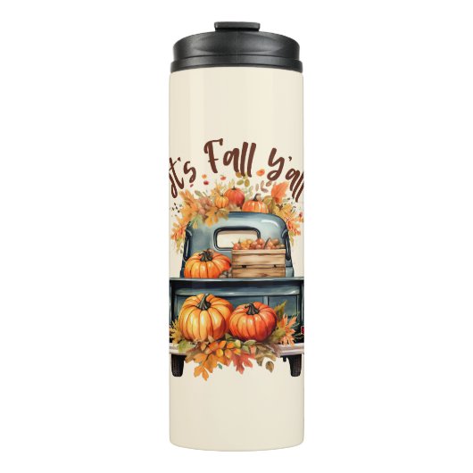 ハッピー秋オール素朴 – カボチャ付きトラック タンブラー (正面)