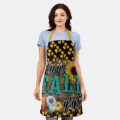 ハッピー秋カボチャエレガント花 エプロン (着用した状態)