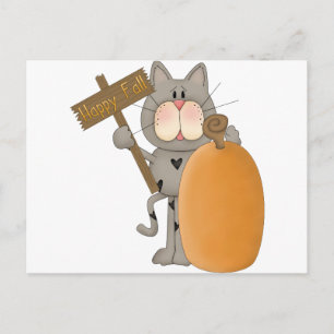 ハッピー秋キャットとカボチャ ポストカード