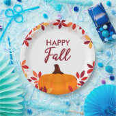 ハッピー秋キュイカラフルー葉ズカボチャのフレーム ペーパープレート (パーティー)