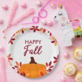 ハッピー秋キュイカラフルー葉ズカボチャのフレーム ペーパープレート (パーティー)