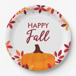 ハッピー秋キュイカラフルー葉ズカボチャのフレーム ペーパープレート