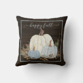 ハッピー秋スクリプトブルーホワイトカプキンズウッ素朴ド クッション (裏面)