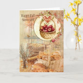 ハッピー秋ノテカードと秋シーンとカラー カード (黄色い花)