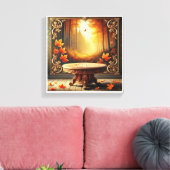 ハッピー秋ハロウィン飾鏡 キャンバスプリント (インサイチュ (リビング))