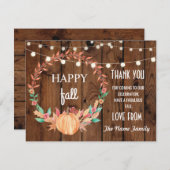 ハッピー秋ハーベストフェスティバルカボチャサンキューカード 招待状 (正面/裏面)