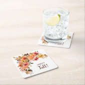 ハッピー秋フラワー開花 スクエアペーパーコースター (インサイチュ)