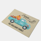 ハッピー秋ブルートラックファミリーネームカボキンズマット ドアマット (アングル)