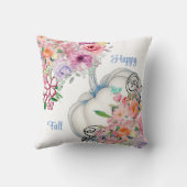 ハッピー秋ホワイトパンプキンウォーターカラーフローラ開花 クッション (裏面)