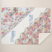 ハッピー秋ホワイトパンプキンウォーターカラーフローラ開花 シェルパブランケット (正面(横))