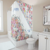 ハッピー秋ホワイトパンプキンウォーターカラーフローラ開花 シャワーカーテン (インサイチュ)