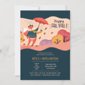 ハッピー秋ヤイルコージーキツネフォークアートベイビーシャワー 招待状 (正面)