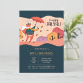 ハッピー秋ヤイルコージーキツネフォークアートベイビーシャワー 招待状 (スタンド正面)