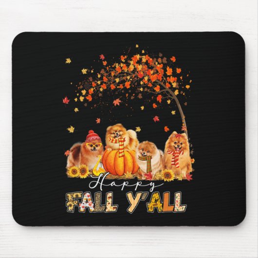 ハッピー秋ヤルポメラニア犬秋の恋人パンプキンス マウスパッド (正面)