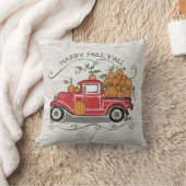 ハッピー秋ヤル引用文ヴィンテージレッドトラックパンプキン クッション (ブランケット)