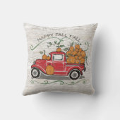 ハッピー秋ヤル引用文ヴィンテージレッドトラックパンプキン クッション (裏面)