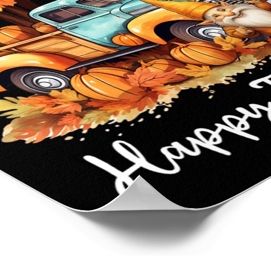 ハッピー秋ヤル格言カボチャートラック感謝祭 ポスター (角)