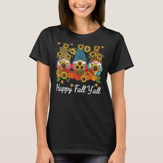 ハッピー秋ヤル格言ヒョウかぼちゃ秋 Tシャツ (正面)