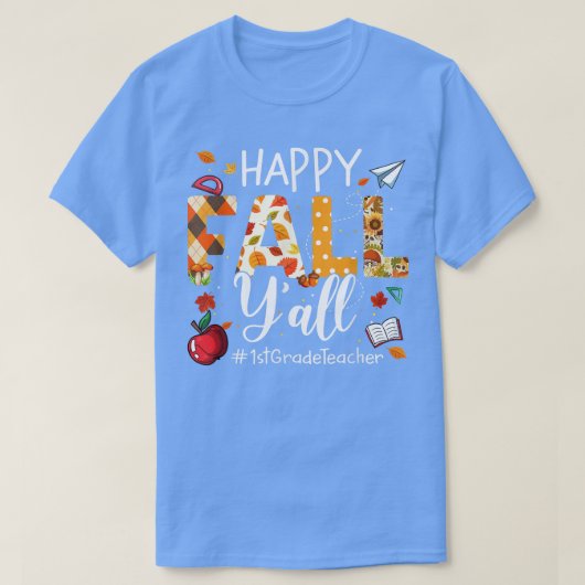 ハッピー秋ヤル1年生先生紅葉Pu Tシャツ (デザイン正面)