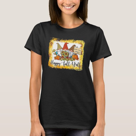 ハッピー秋ヤル3つの格言ヒョウ格子柄カボチャ Tシャツ (正面)