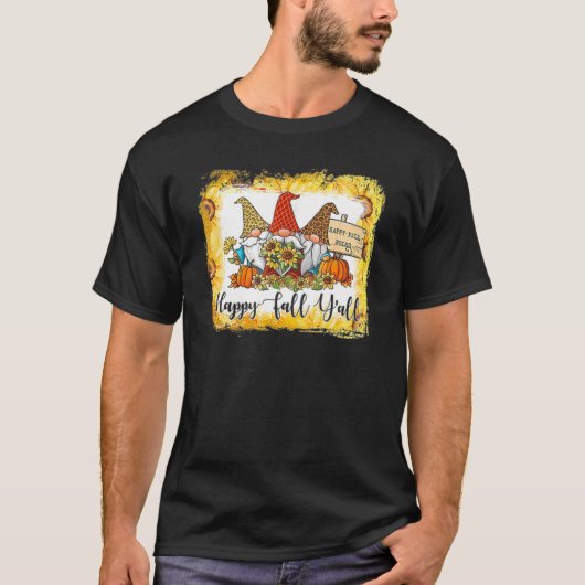 ハッピー秋ヤル3つの格言ヒョウ格子柄カボチャ Tシャツ (正面)