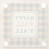 ハッピー秋ヤールオレンジチェック装飾用クッション ガラスコースター (裏面)