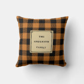 ハッピー秋ヤールオレンジプレイド装飾用クッション クッション (裏面)