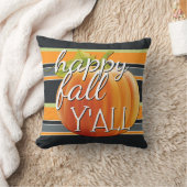 ハッピー秋ヤールカボチャ鮮やかオンストライプパタン クッション (ブランケット)