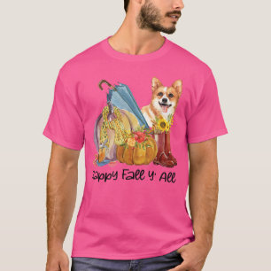 ハッピー秋ヤールコルギドッグママパンプキン秋感謝祭 Tシャツ