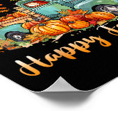 ハッピー秋ヤールパンプキントラックオータムツリー秋Th ポスター (角)