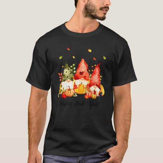 ハッピー秋ヤールパンプキン紅葉秋格言 Tシャツ (正面)