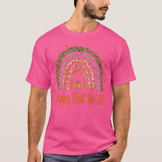 ハッピー秋ヤールフォールオータムボホレインボーヒョウ Tシャツ