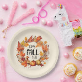 ハッピー秋ヤール – パンプキン&紅葉リース ペーパープレート (パーティー)