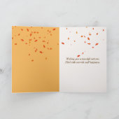 ハッピー秋リスがカエデの葉を持つ カード (内部)