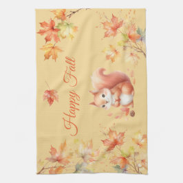 ハッピー秋リス離れル キッチンタオル