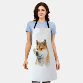 ハッピー秋田犬 エプロン (着用した状態)