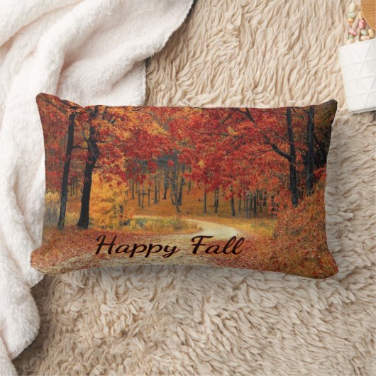 ハッピー秋秋の色の道路枕 ランバークッション (ブランケット)