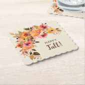 ハッピー秋秋の花の開花 ペーパーコースター (アングル)