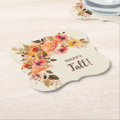 ハッピー秋秋の花開花ブラケット ペーパーコースター (アングル)