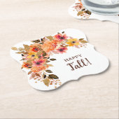 ハッピー秋秋の花開花ブラケット ペーパーコースター (アングル)