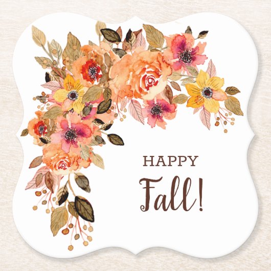 ハッピー秋秋の花開花ブラケット ペーパーコースター (正面)