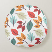ハッピー秋秋カラフル葉パターン ラウンドクッション (正面)