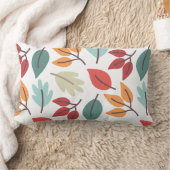 ハッピー秋秋カラフル葉パターン ランバークッション (ブランケット)