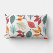 ハッピー秋秋カラフル葉パターン ランバークッション (正面)